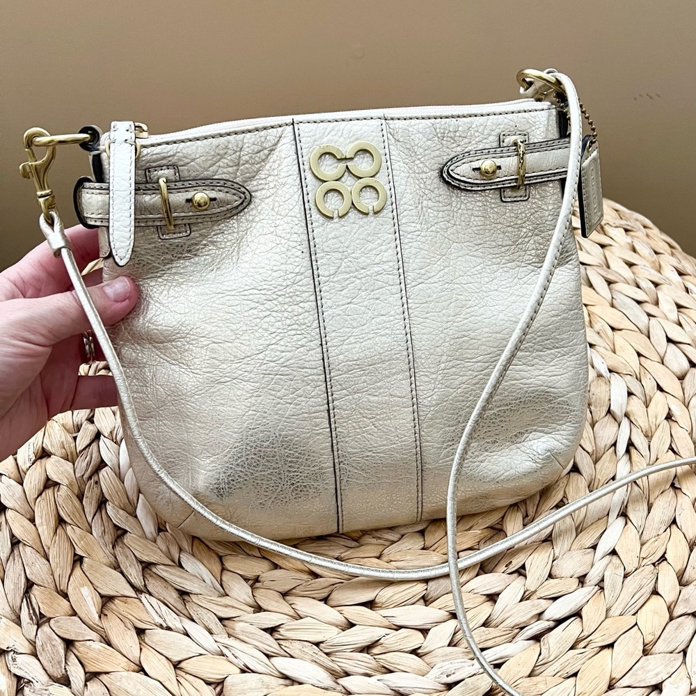 COACH champagne gold metallic crossbody bag